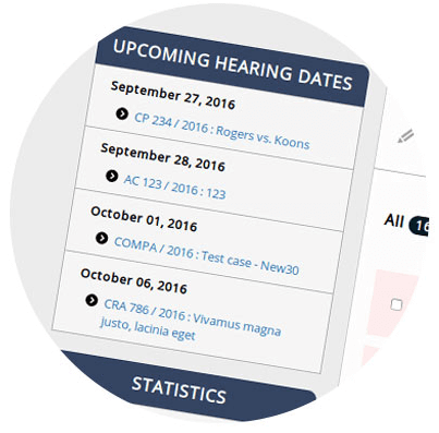 Manage My Lawsuits Case Management Software - Hearing Dates